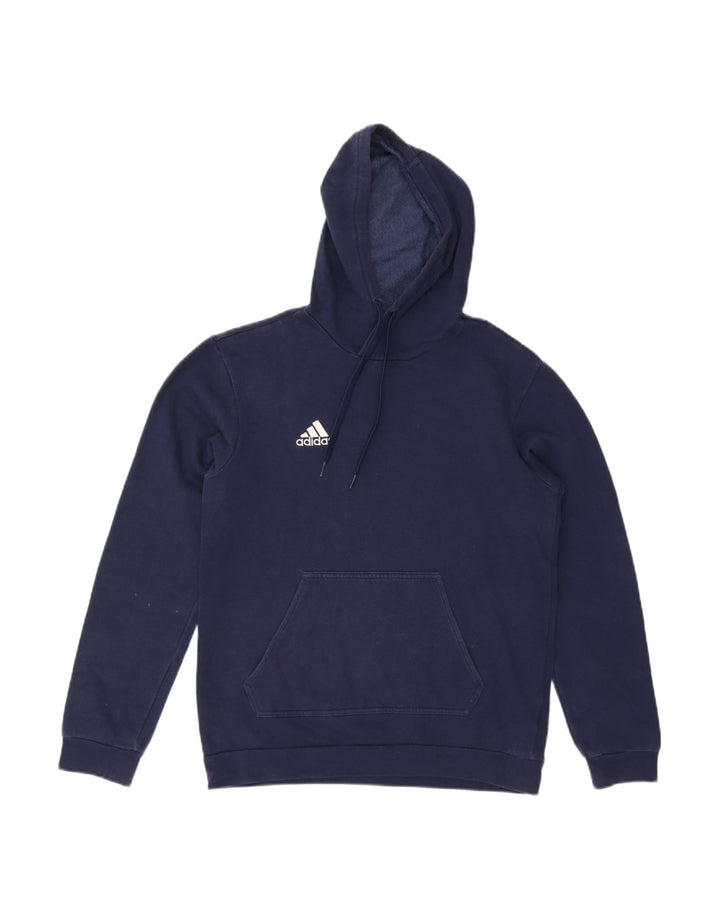 ADIDAS Mens Hoodie Jumper Small Navy Blue Cotton