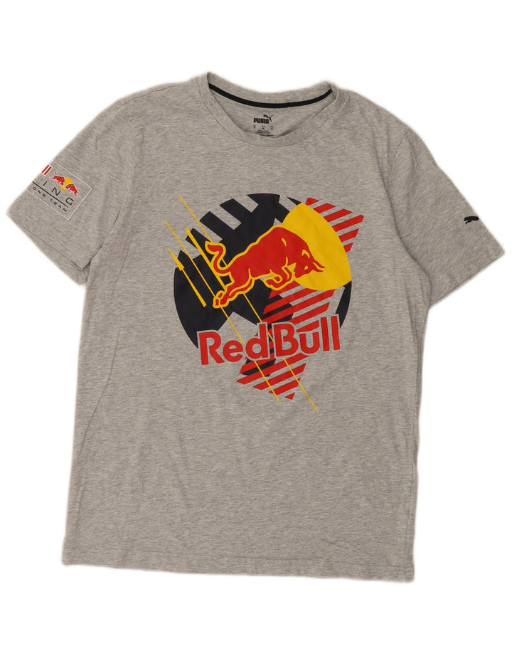 Puma Herre Red Bull Grafisk T-Shirt Top Medium Grey Flecked