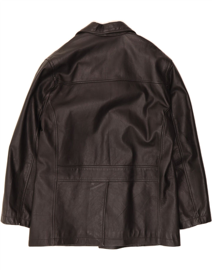 RIVER ISLAND Mens Leather Jacket UK 42 XL Black Leather Vintage River Island and Second-Hand River Island from Messina Hembry 