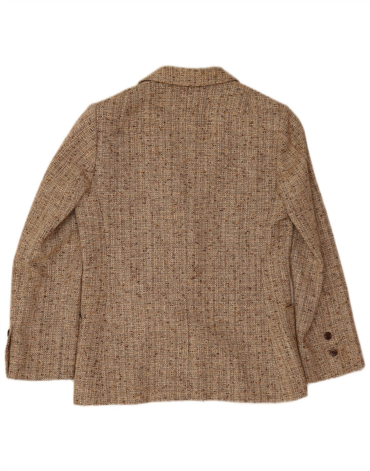 Vintage dame 2-knaps blazerjakke UK 10 Small Beige Flecked