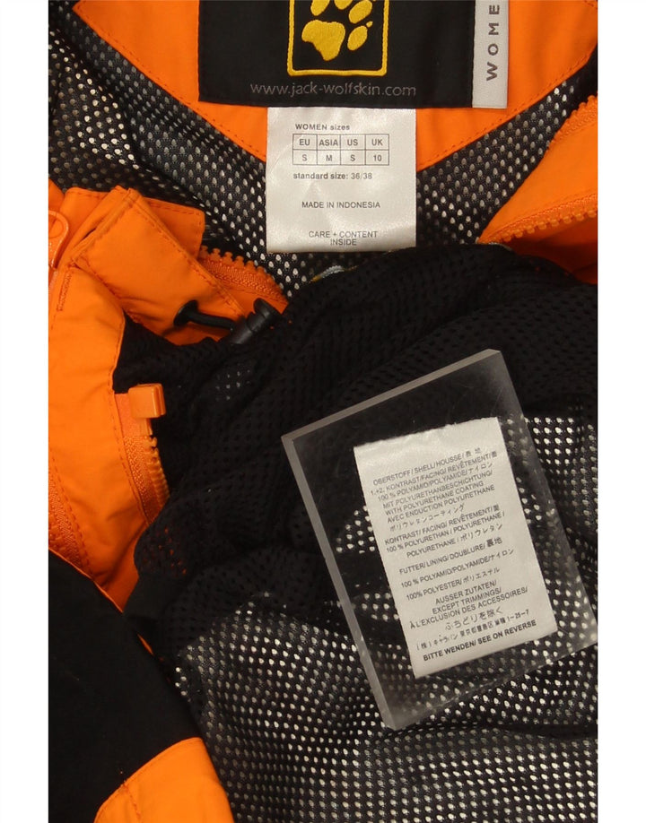 JACK WOLFSKIN Womens Oversized Rain Jacket UK 10 Small  Orange Colourblock Vintage Jack Wolfskin and Second-Hand Jack Wolfskin from Messina Hembry 