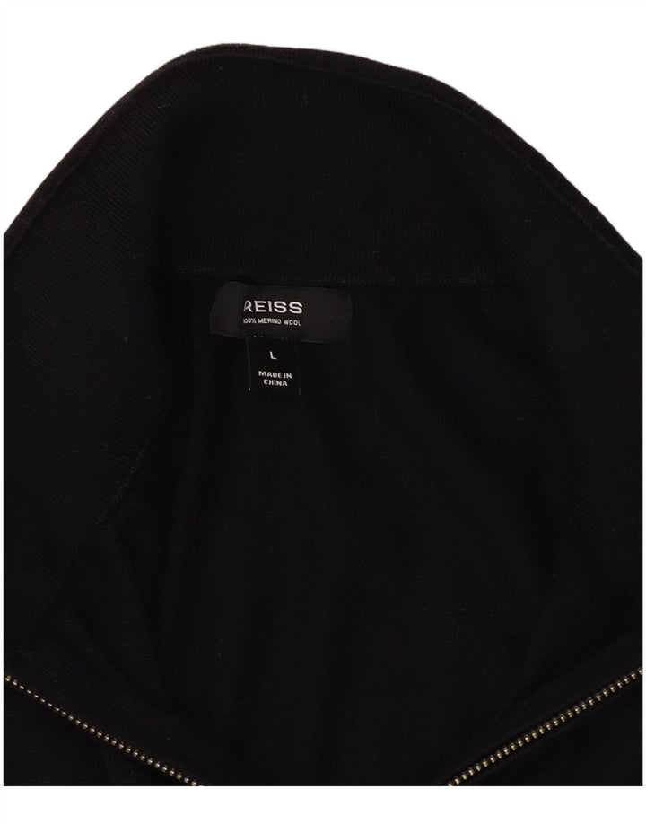 Reiss Herre Zip Neck Jumper Sweater Large Navy Blue