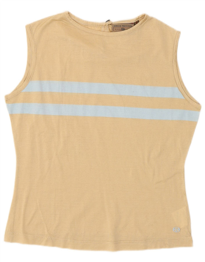 Sergio Tacchini Damevest Top UK 12 Medium Beige Colourblock Bomuld