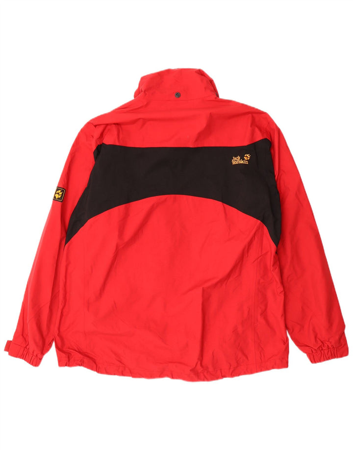 JACK WOLFSKIN Oversized regnjakke til kvinder UK 18 XL Rød Colourblock