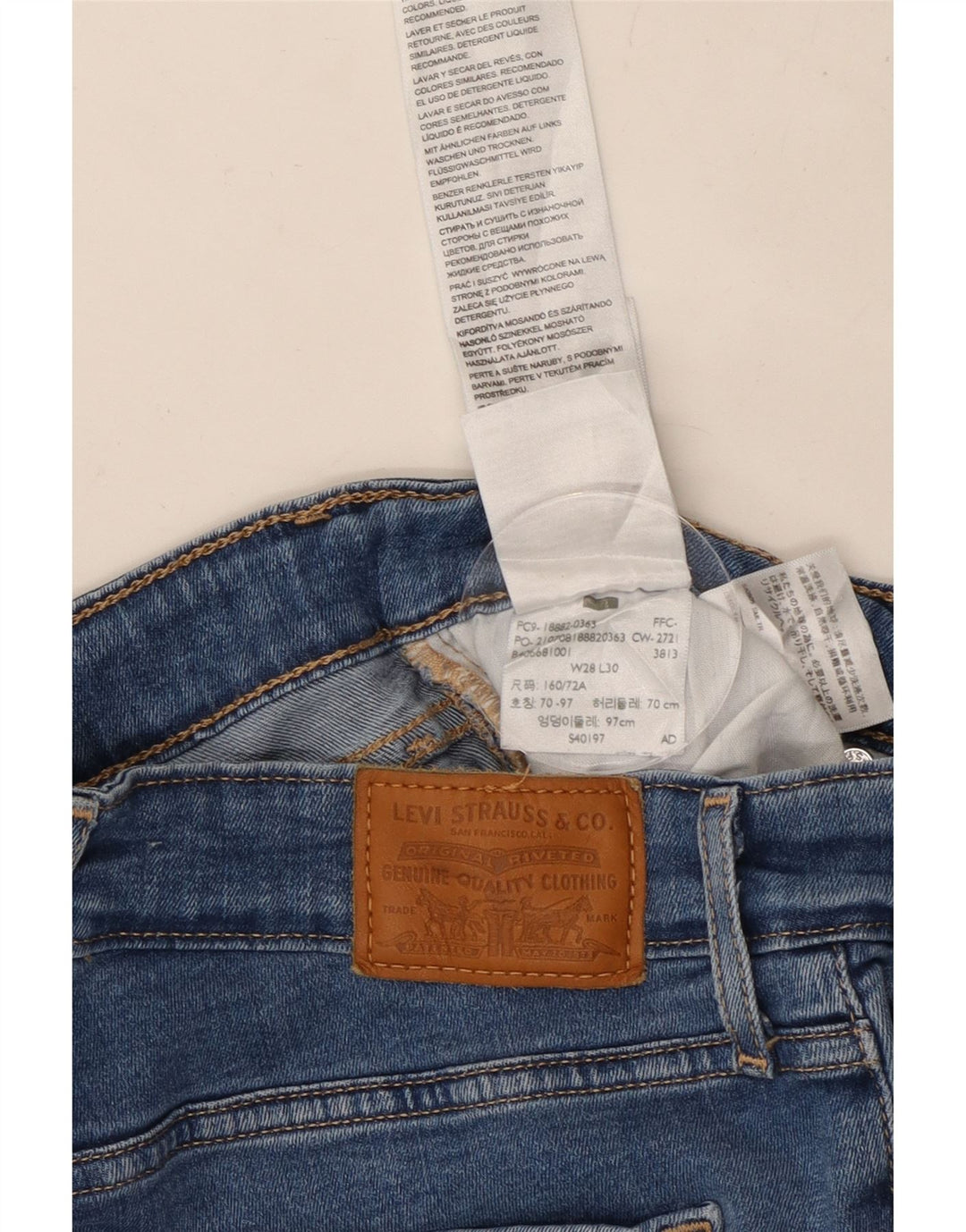 LEVI'S Dame 721 Skinny Jeans med høj talje W28 L30 Blå