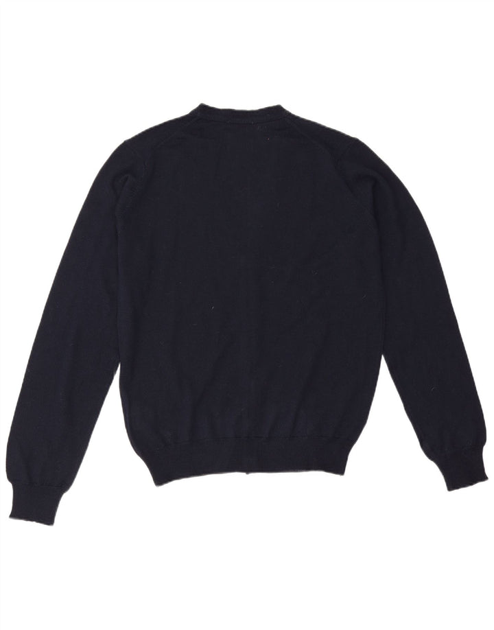 Riffel Herre Cardigan Sweater Lille Marineblå Akryl