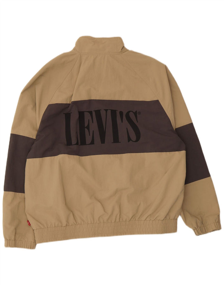 Levi's Herre grafisk bomberjakke UK 40 Large Beige Colourblock Polyamid