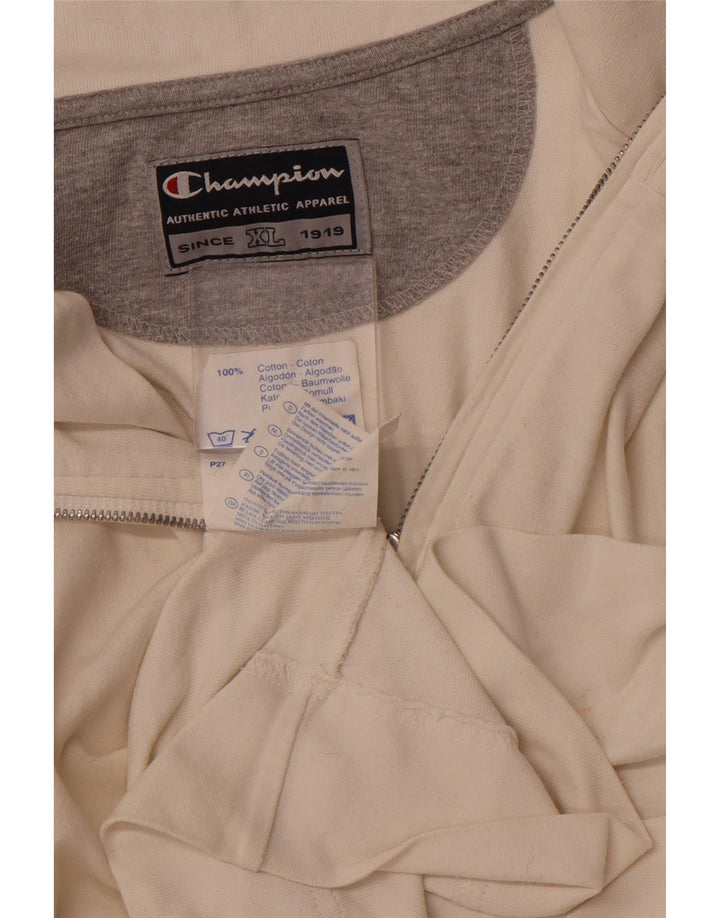 Champion Herre Zip Neck Sweatshirt Jumper XL Hvid Bomuld
