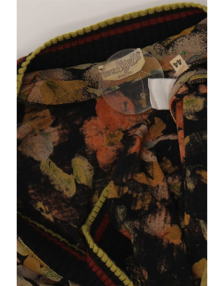 Vintage Dame Pullover Bluse Top IT 44 Medium Multicolored Floral