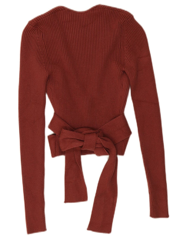 Zara Dame Langærmet Wrap Cardigan Top UK 8 Small Brown Viscose