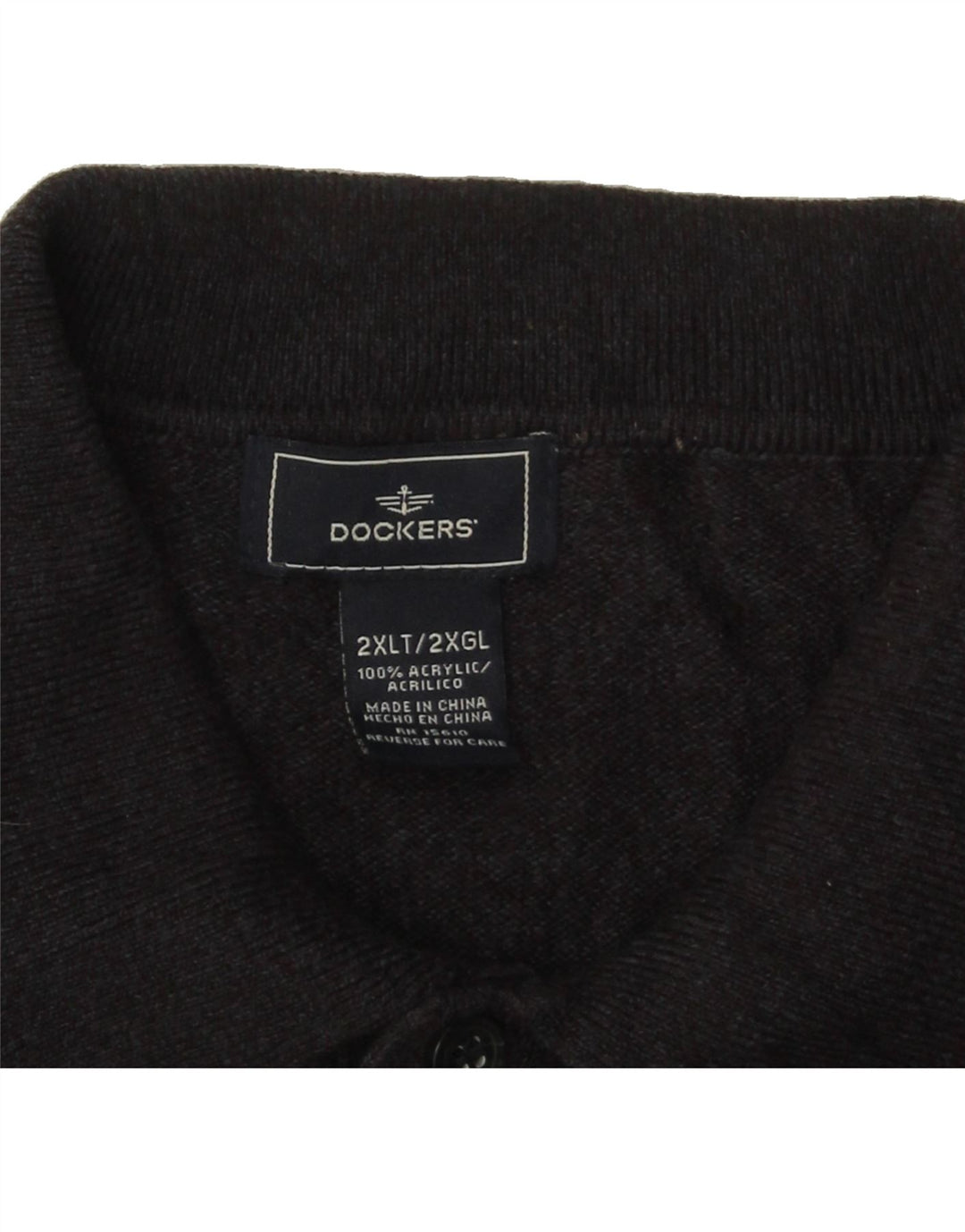 DOCKERS Mens Polo Neck Jumper Sweater 2XL Grey Argyle/Diamond Acrylic Vintage Dockers and Second-Hand Dockers from Messina Hembry 