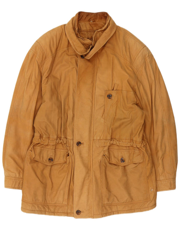 Vintage herre læderjakke IT 54 2XL Beige