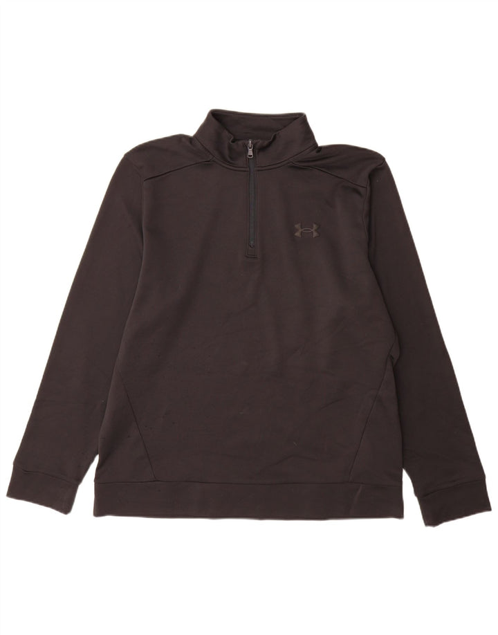 Under Armour Herre Zip Neck Sweatshirt Jumper Medium Sort Polyester
