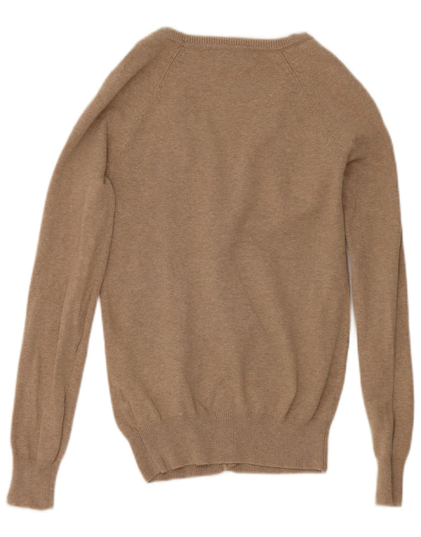 Zara Womens Crop Cardigan Sweater UK 10 Small Brown Bomuld