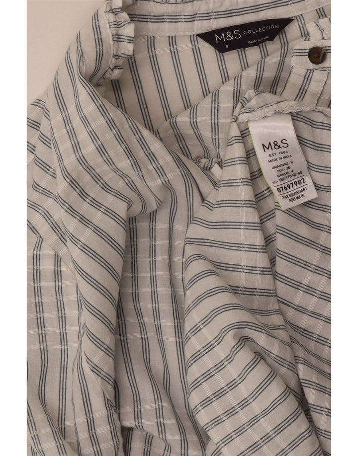 Marks & Spencer Dame Oversized Pullover Shirt UK 8 Small White Check
