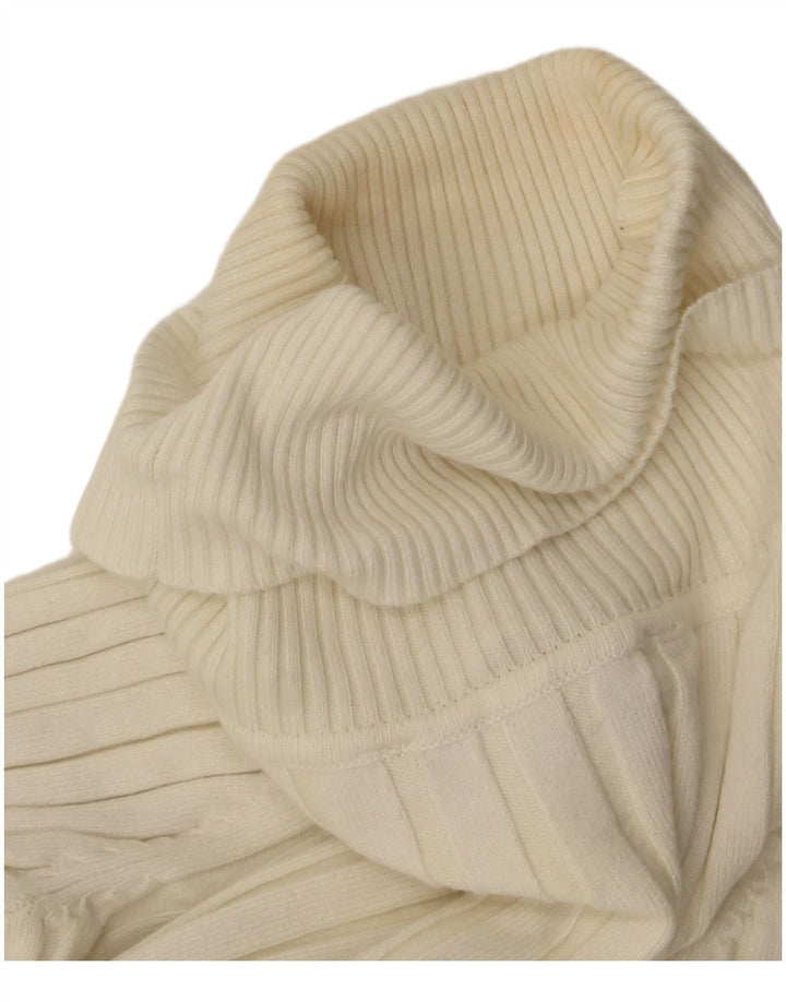 Zara Womens Crop Roll Neck Top Langærmet UK 10 Small White Viscose