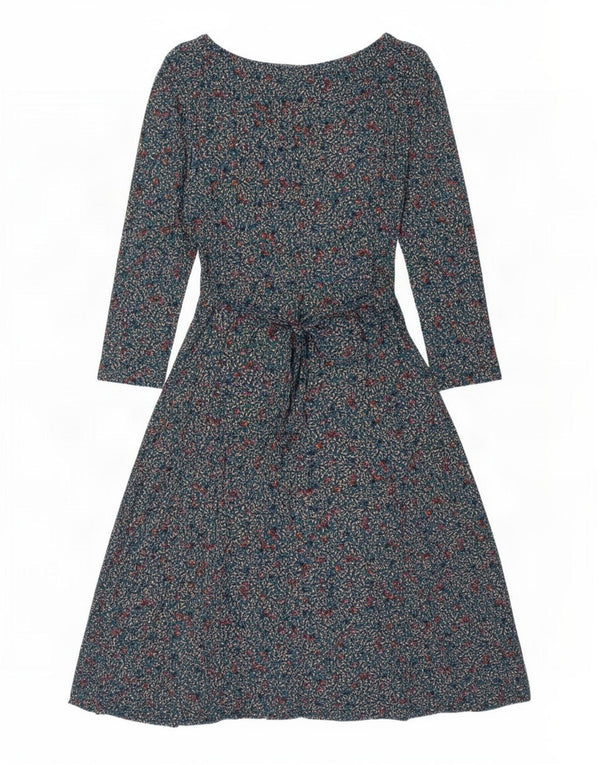 Fat Face Dame 3/4-ærmet A-Line Kjole UK 10 Small Blue Floral Viscose