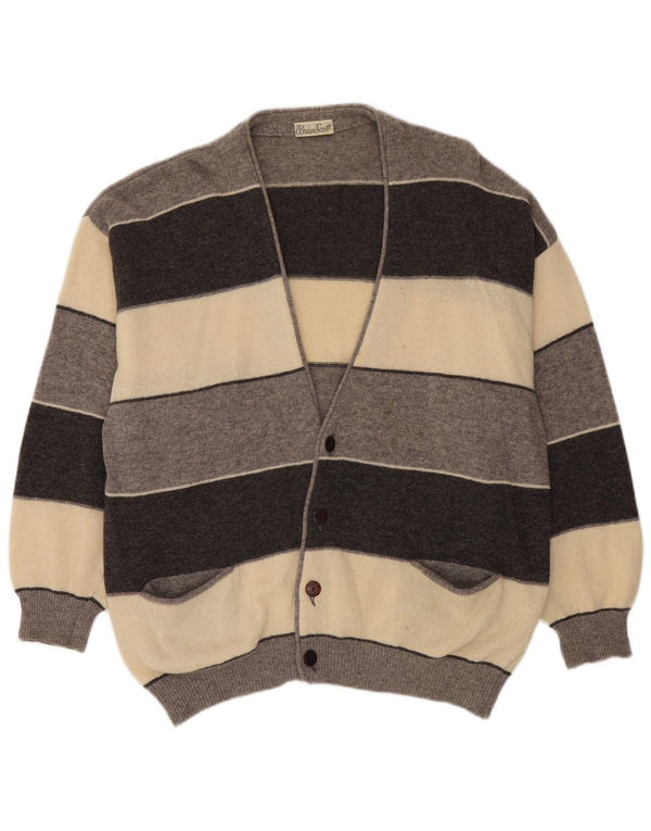 Brian Scott Herre Loose Fit Cardigan Sweater IT 50 Medium Grå Stribet