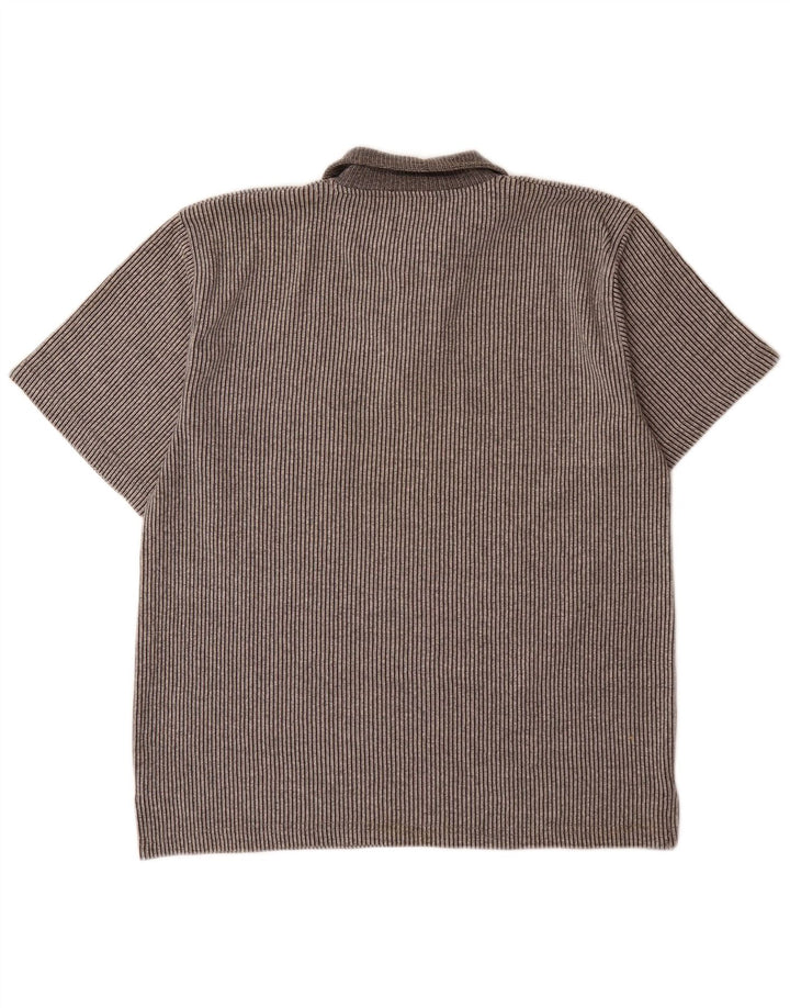 Joop Herre Polo Shirt Medium Grey Pinstripe Bomuld