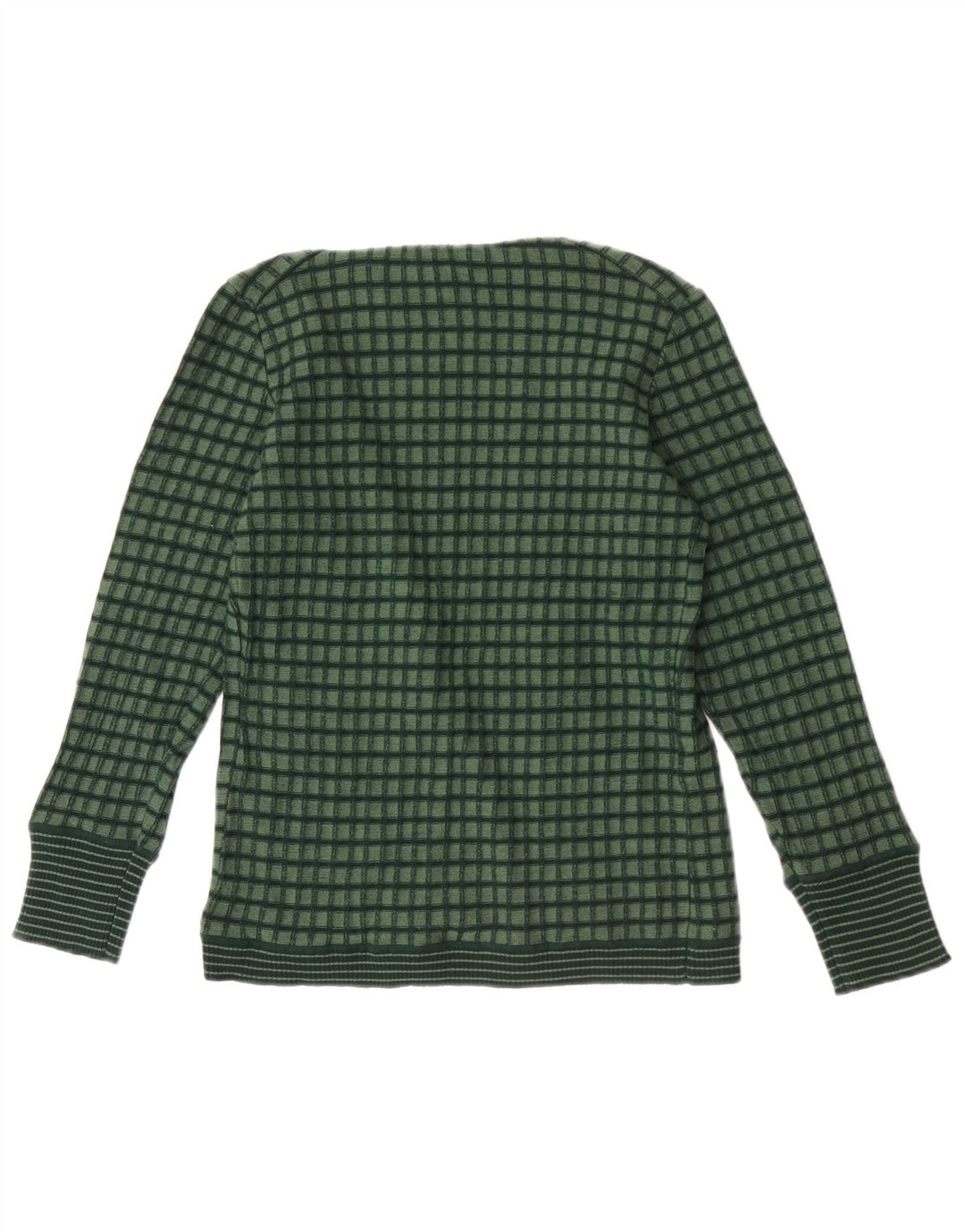 Vintage Dame Open Cardigan Sweater IT 44 Medium Green Check