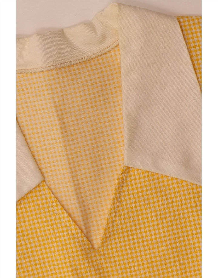 Vintage Kvinder A-Line Kjole UK 12 Medium Yellow Gingham
