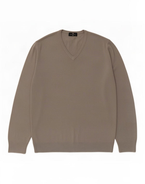 Marks & Spencer Herre Blue Harbor V-hals sweater XL Grå Akryl