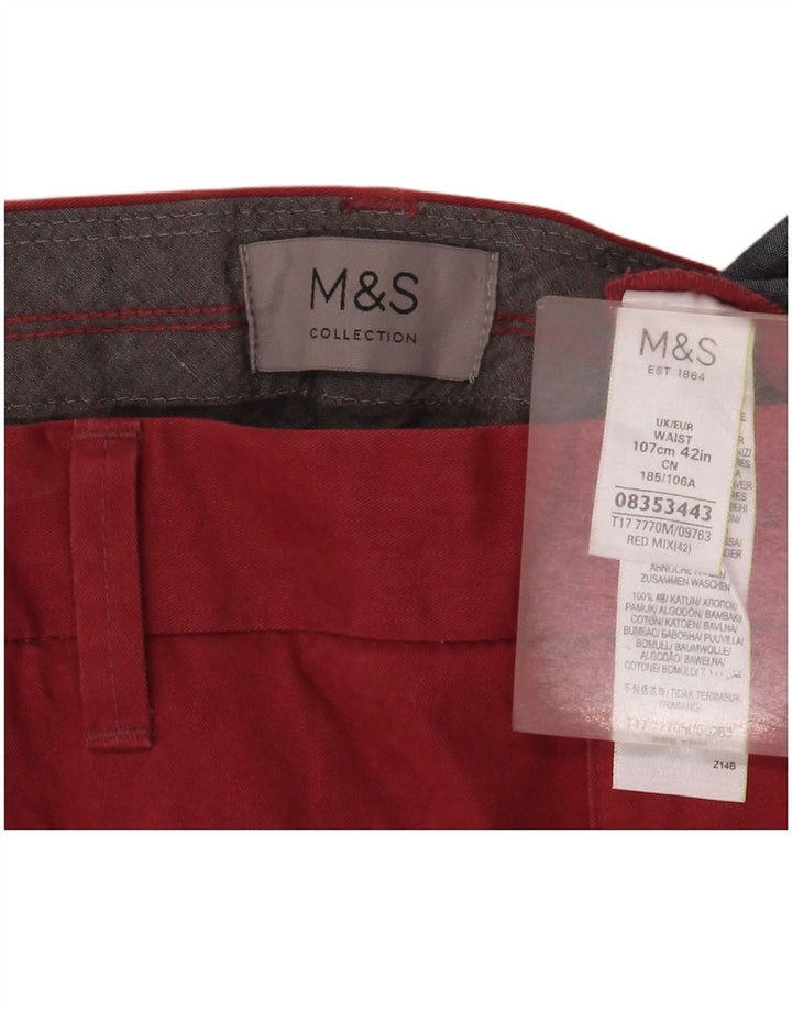 Marks & Spencer Herre Chino Shorts W42 2XL Rød Bomuld