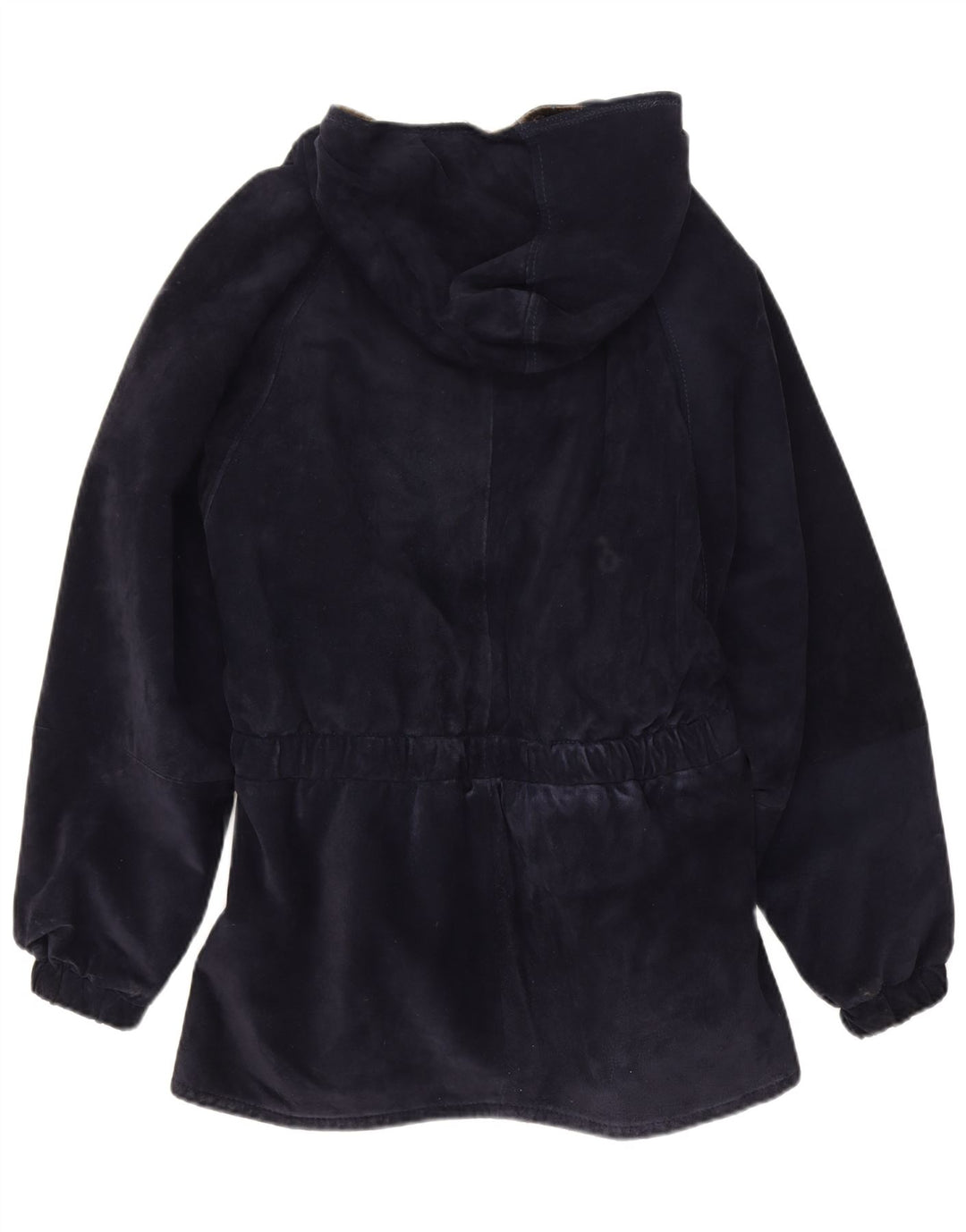 Michael Boris Dame Hætte Ruskind Windbreaker Frakke IT 46 Large Navy Blue