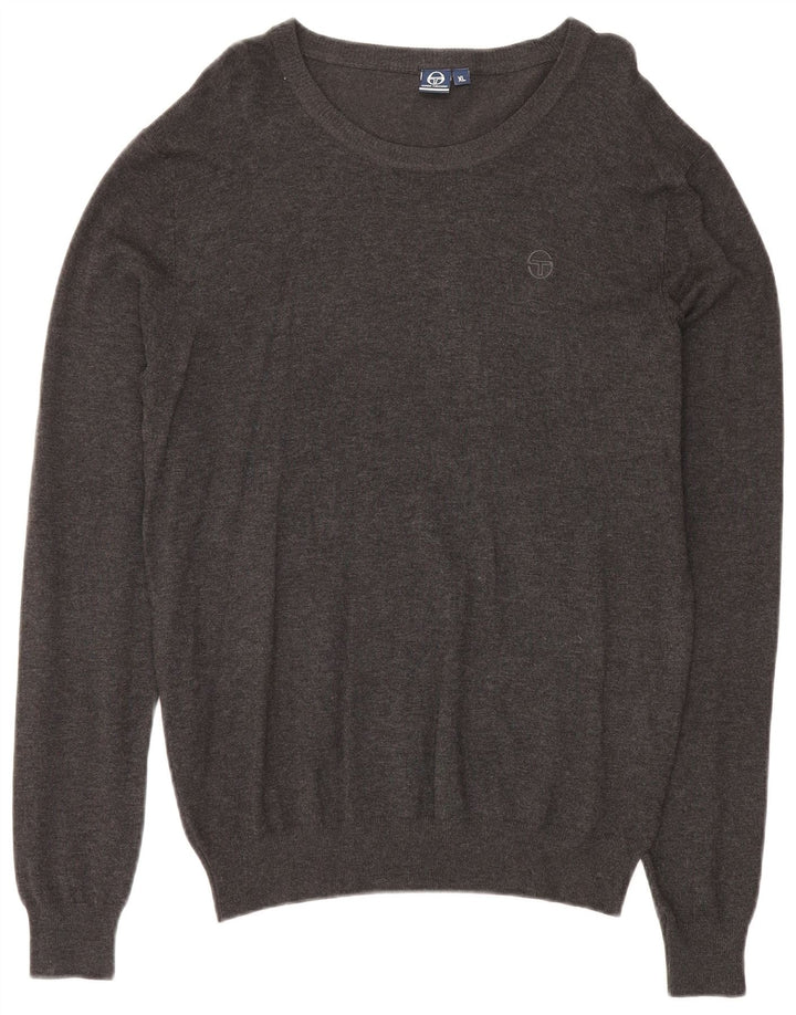 Sergio Tacchini Herre sweater med rund hals XL Grå viskose