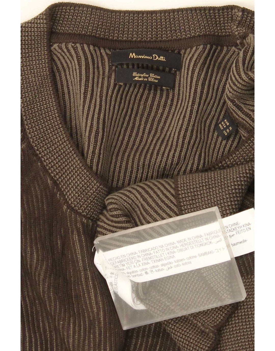 Massimo Dutti Herre sweater med rund hals XL Khaki Bomuld