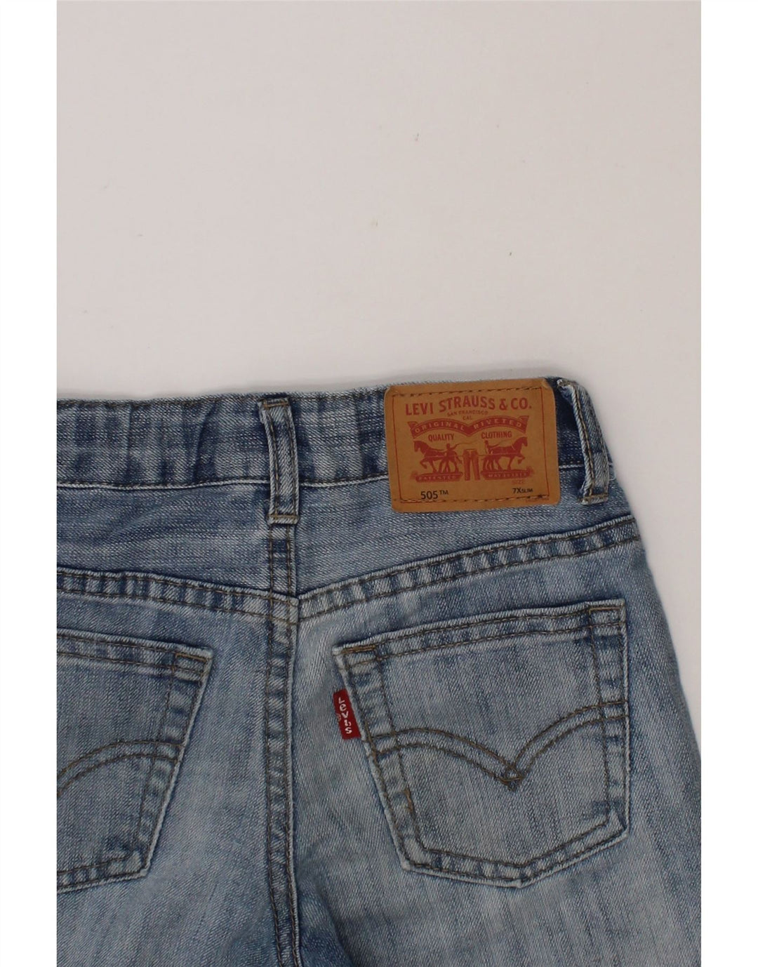 LEVI'S Boys 505 Straight Jeans 6-7 Years W22 L20 Blue Cotton Vintage Levi's and Second-Hand Levi's from Messina Hembry 