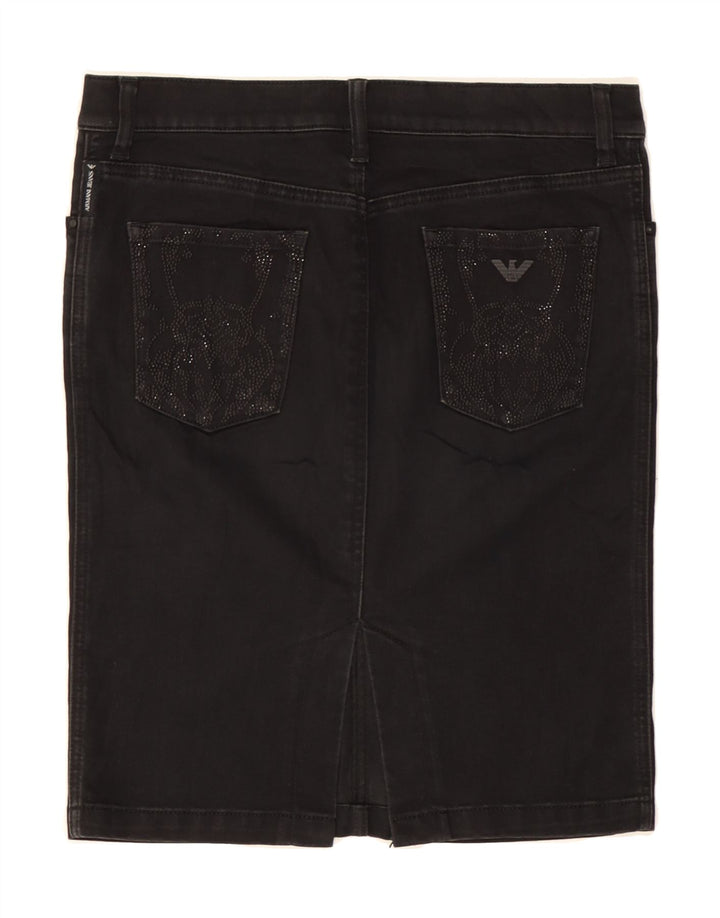 ARMANI JEANS Womens Denim Skirt IT 42 Medium W28 Black Vintage Armani Jeans and Second-Hand Armani Jeans from Messina Hembry 