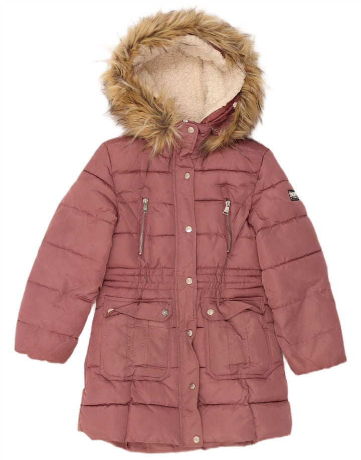 Dkny Piger Hætte Vatteret Frakke 10-11 År Medium Pink Polyester
