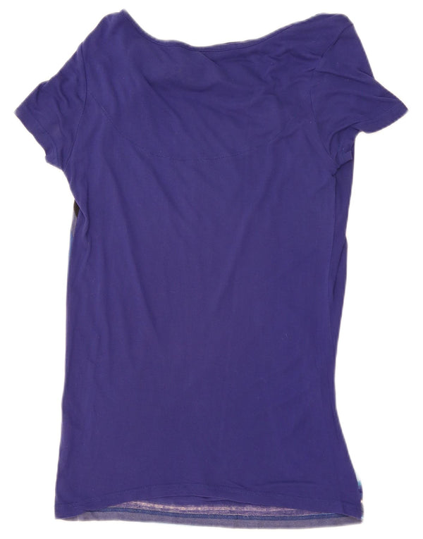 Desigual Dame Grafisk T-Shirt Top UK 14 Medium Lilla Geometrisk Viscose