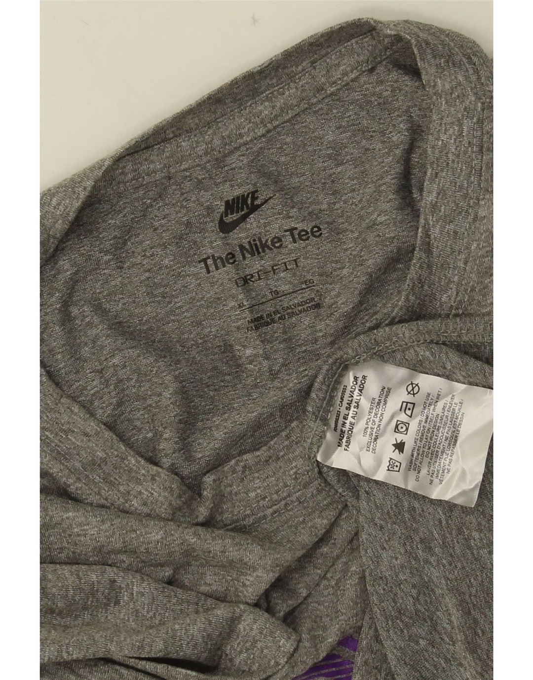 Nike Herre Dri Fit Grafisk T-Shirt Top XL Grå Polyester
