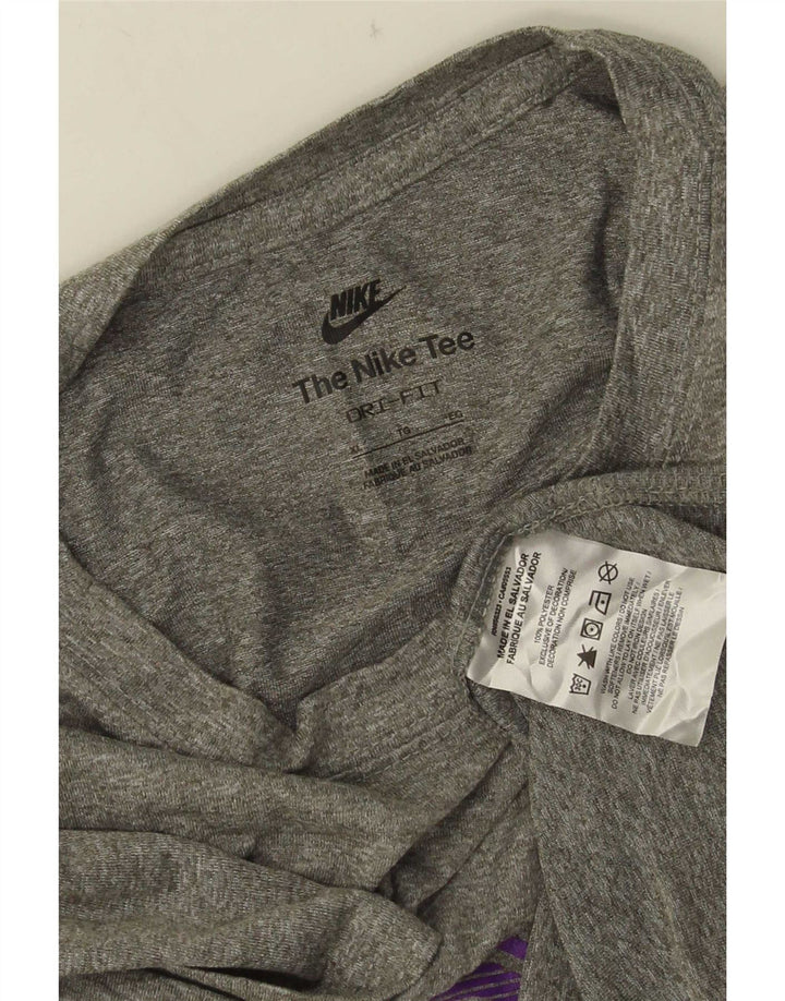 Nike Herre Dri Fit Grafisk T-Shirt Top XL Grå Polyester
