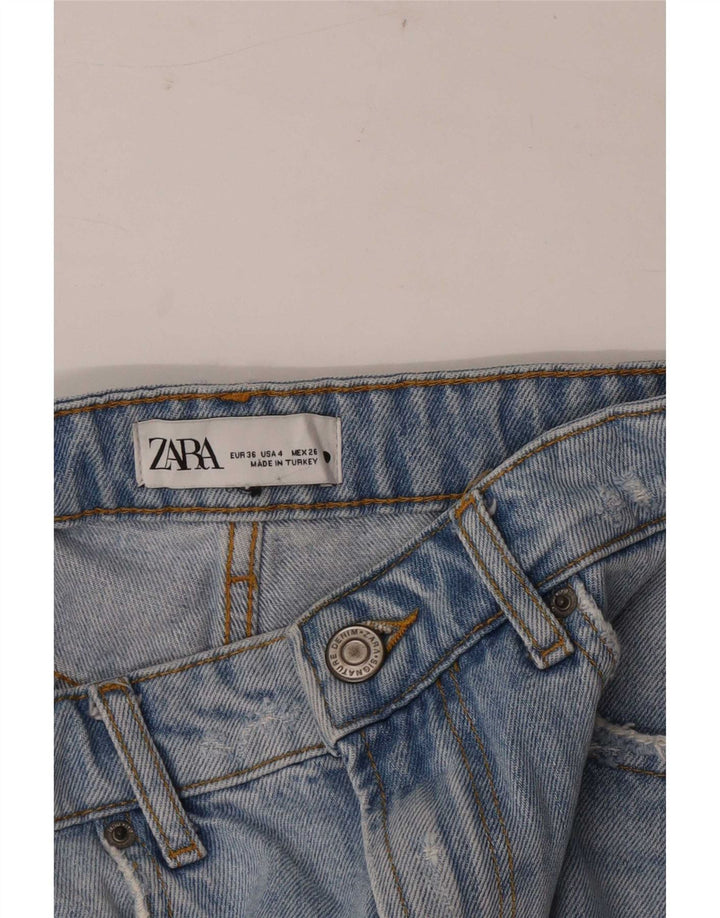 Zara Womens Distressed Denim Shorts EU 36 XS W26 Blå