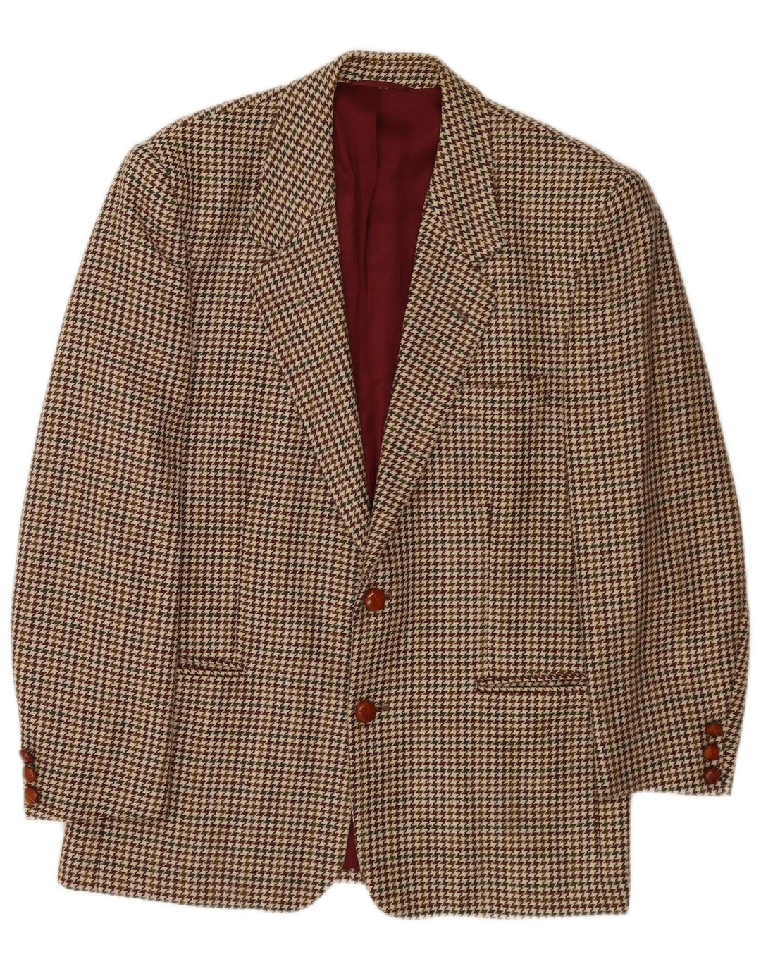 Stefanel Herre 2-knaps blazerjakke IT 48 Medium Brown Houndstooth Acetate