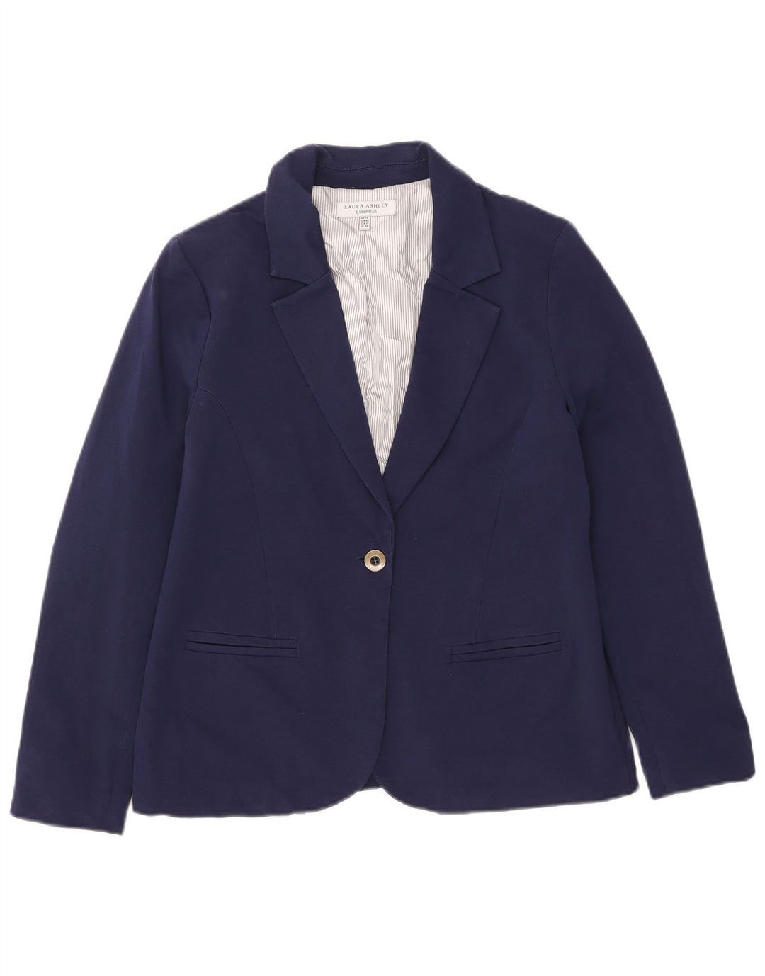 Laura Ashley Dame 1 Knap Blazer Jakke UK 14 Stor Marineblå Bomuld
