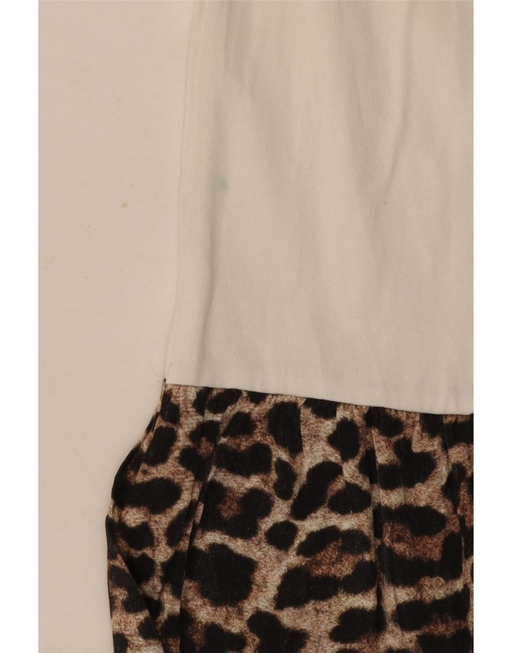 Zara Damebluse Top UK 12 Medium White Animal Print