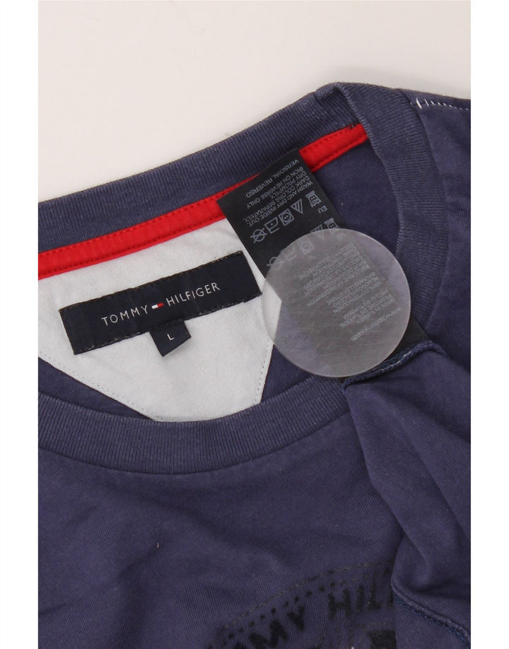 Tommy Hilfiger Herre grafisk top langærmet stor marineblå bomuld