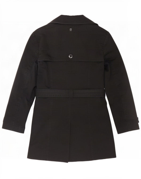G-Star Womens Trench Coat UK 6 XS Black Cotton