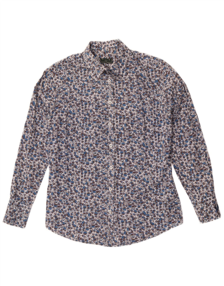 Fred Perry Dameskjorte UK 14 Medium Blue Floral Cotton
