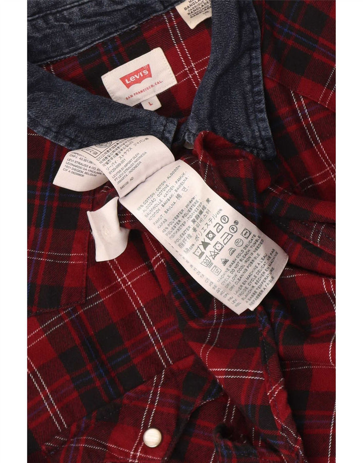 Levi's herre flannelskjorte stor rød ternet bomuld