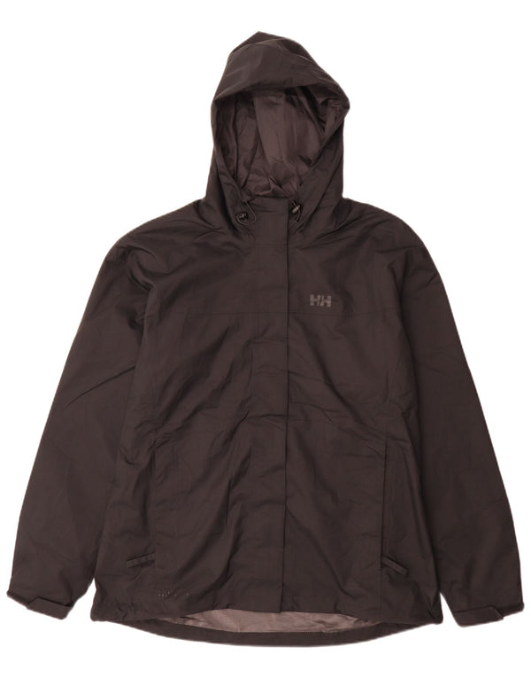 Helly Hansen Regnjakke med hætte til kvinder UK 18 XL Sort Polyester