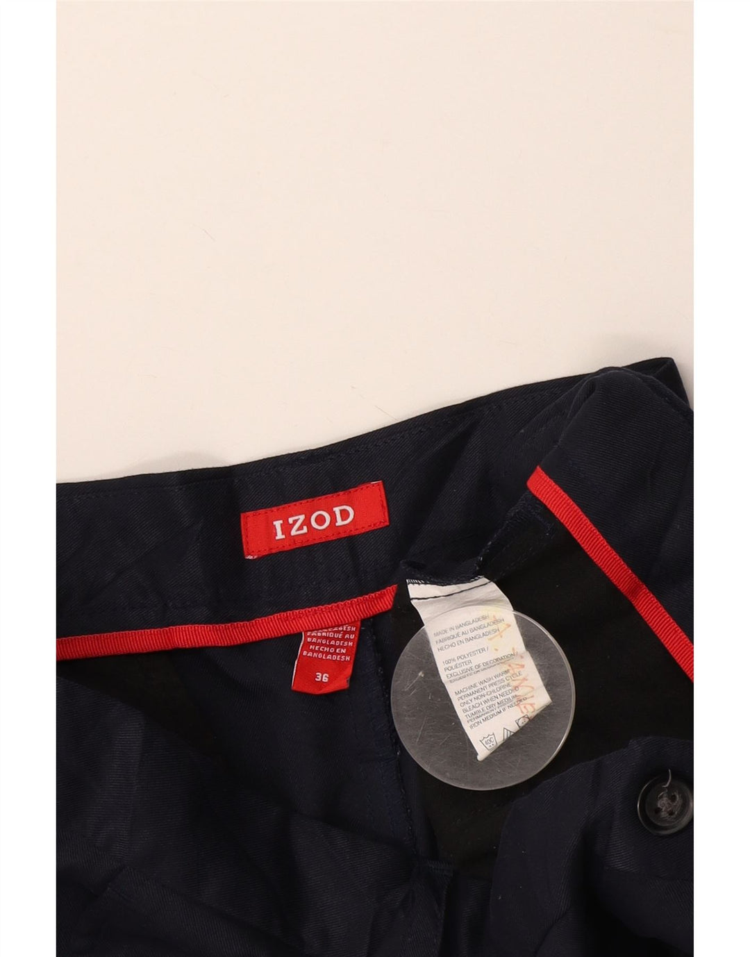 Izod Herre Chino Shorts W36 Large Navy Blue Polyester