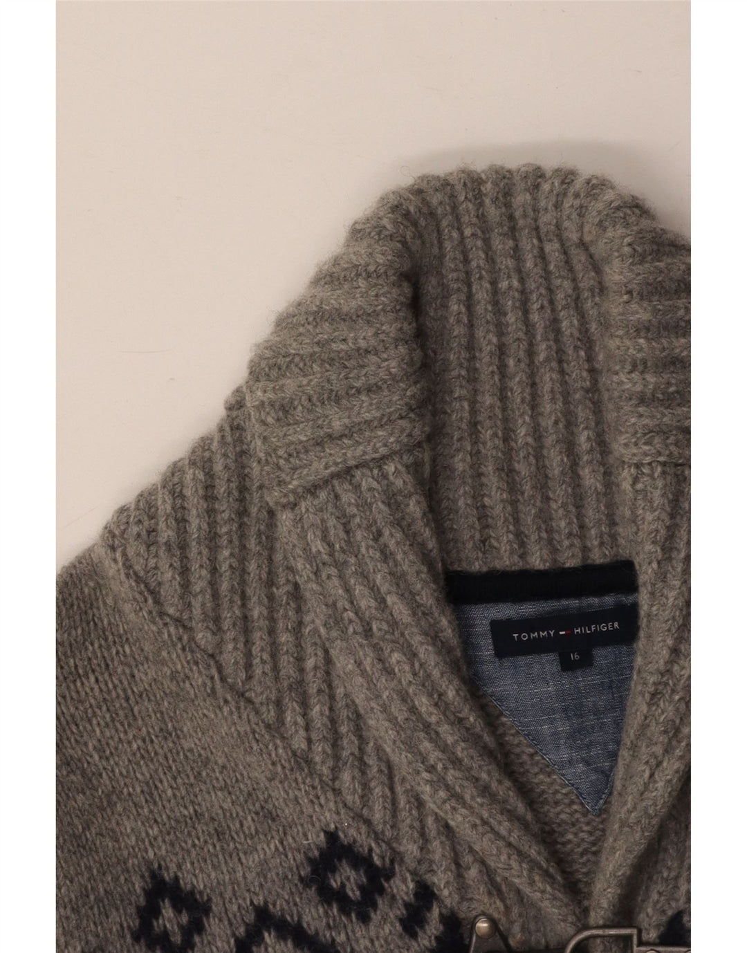 TOMMY HILFIGER Cardigantrøje til drenge 15-16 år Grey Fair Isle