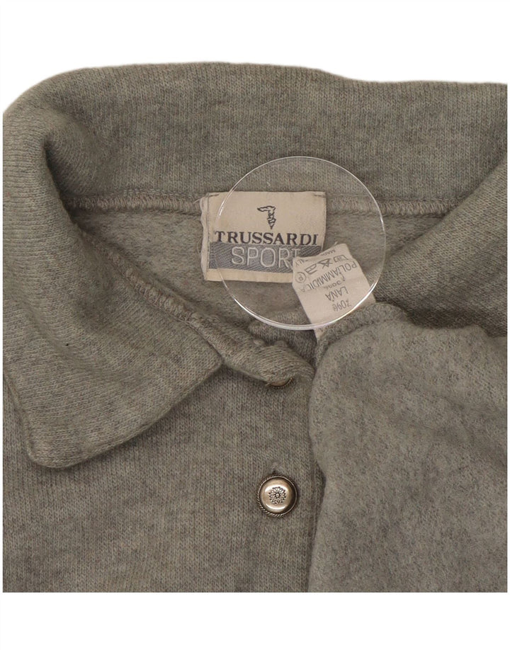 TRUSSARDI Dame Oversized Polo Neck sweater IT 44 Medium Grey Uld
