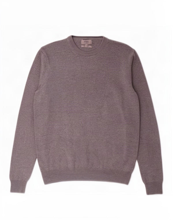 Marks & Spencer Herre sweater med rund hals, mellemgrå bomuld