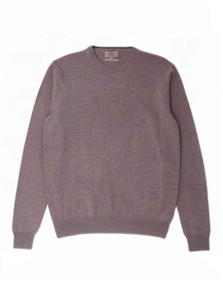 Marks & Spencer Herre sweater med rund hals, mellemgrå bomuld